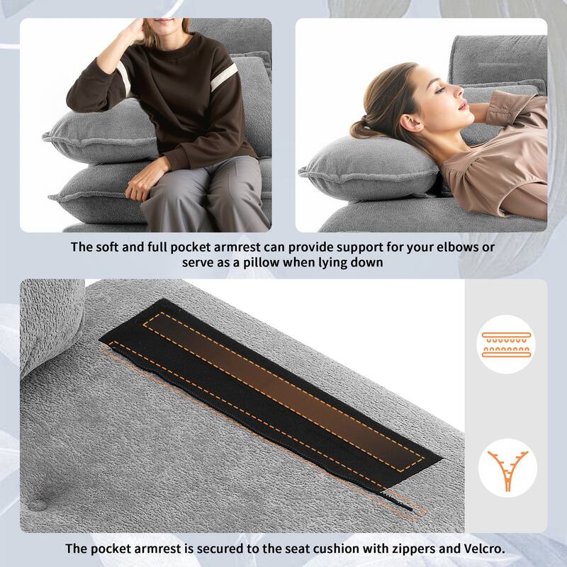106" L-Shaped 4-Seat Convertible Sofa with Adjustable Legs and Ottoman
