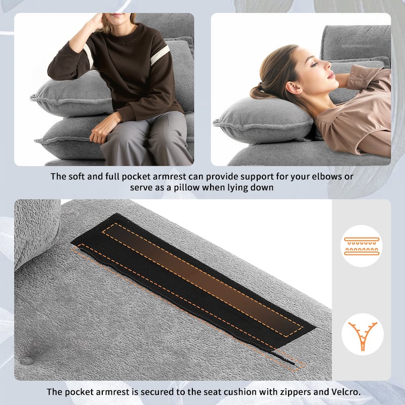 Grey 106" L-Shaped 4-Seater Convertible Sofa