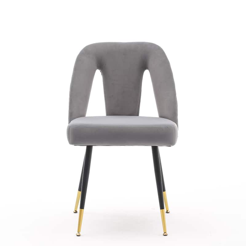 Set of 2 Modern & Contemporary Upholstered Dining Chairs with Nailheads and Metal Legs