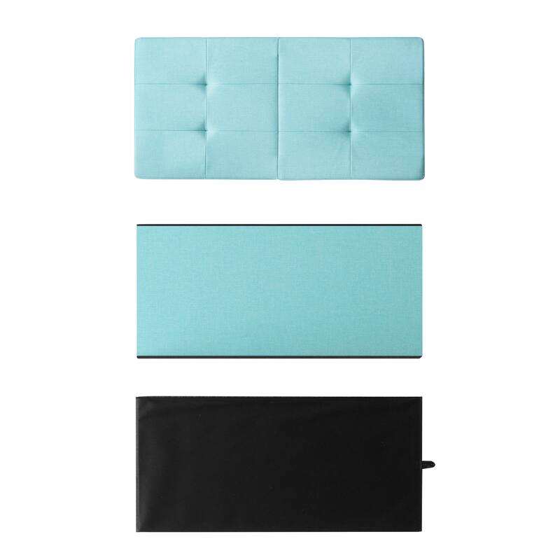30 Inch Smart Lift Top Button Tufted Fabric Storage Ottoman by Crown Comfort