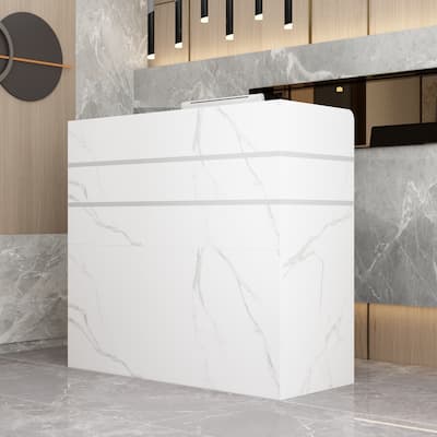 Kerrogee 47.2"L Reception Counter Desk with Lockable Drawers Table