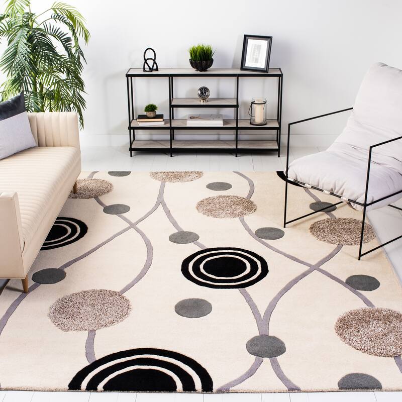SAFAVIEH Handmade Soho Kaycee Galaxy N.Z. Wool Rug - 3'6" x 5'6" - Ivory/Grey