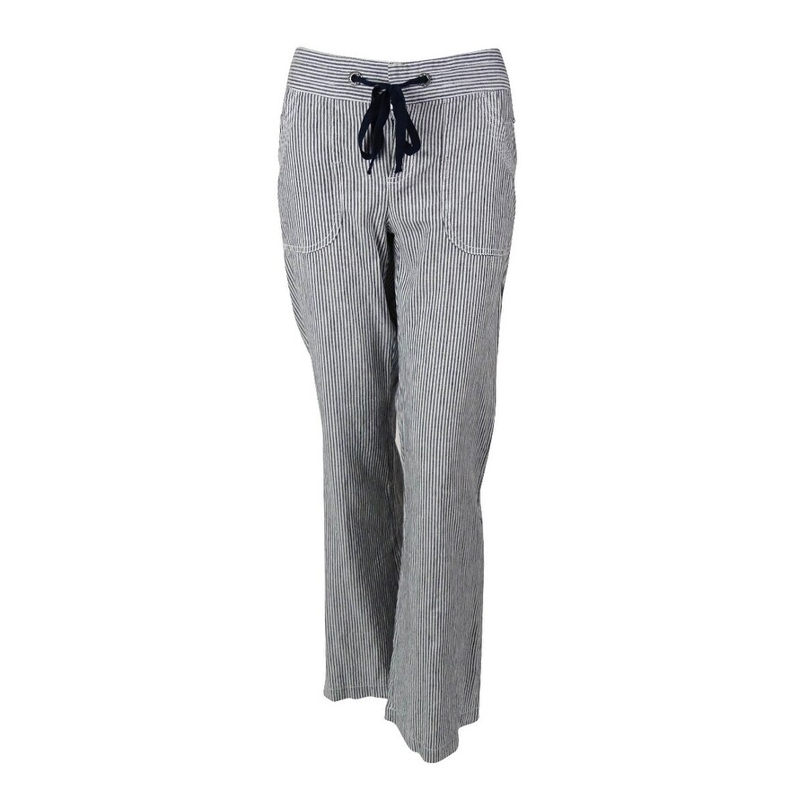 women's striped linen pants