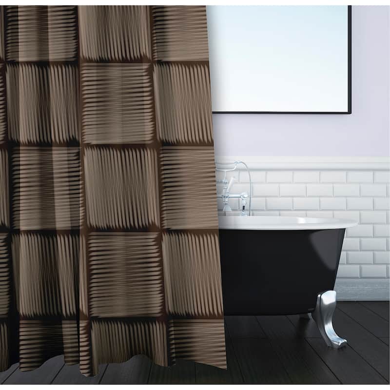 Basketweave Geometric Print Shower Curtain (71 x 74)