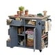 preview thumbnail 13 of 53, Extendable Solid Wood Kitchen Island with Stainless Top Drawers and Wheels
