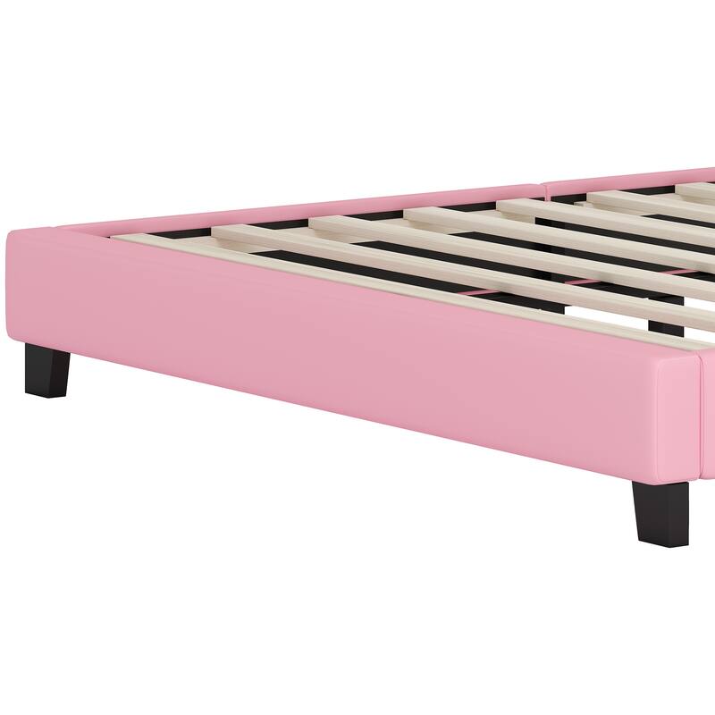 Full size Upholstered Princess Bed With Crown Headboard,Full Size Platform Bed with Headboard and Footboard