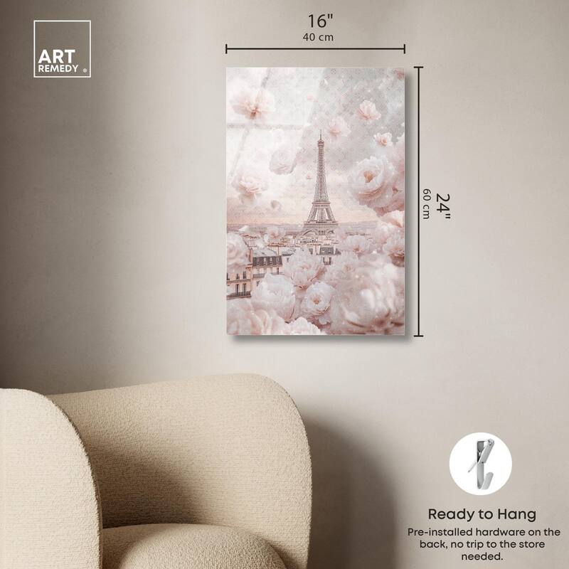 Raining Petals in Paris Acrylic by Art Remedy, Ready to Hang