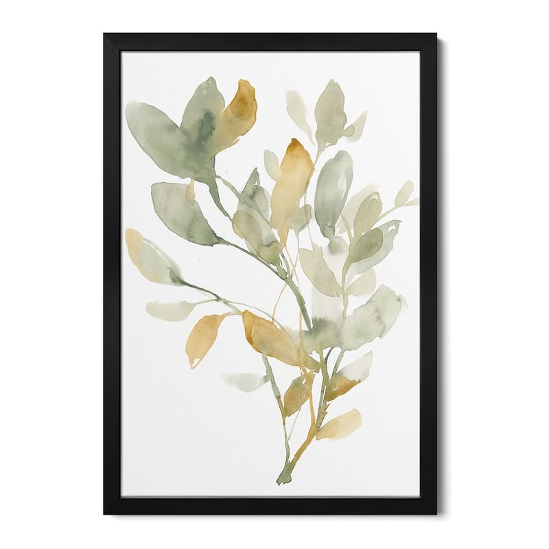 Sage & Sienna Leaves I Premium Framed Poster by Jennifer Goldberger - Black - 32x24x1