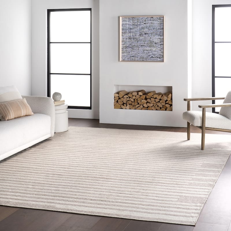 Nuloom Skylah Striped Indoor/Outdoor Area Rug - 4' x 6' - Beige - Rectangle