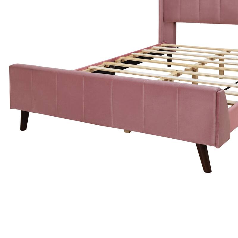 Full Upholstered Platform Bed in Velvet with Elegant Tufted Headboard, Support for 700lbs, and Open Underbed Storage