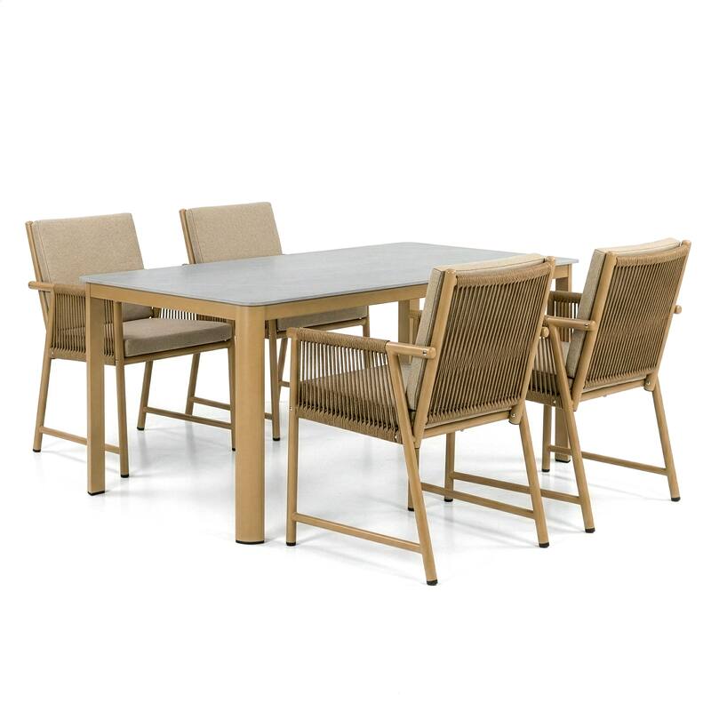 Bianca Brown Outdoor Dining 4 Seats Set