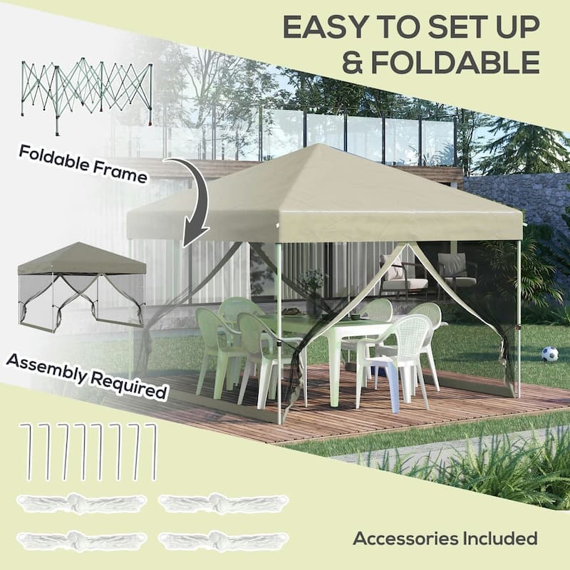 10'x10' Pop Up Canopy Tent, Adjustable Height,Wheeled Bag,Screen Room