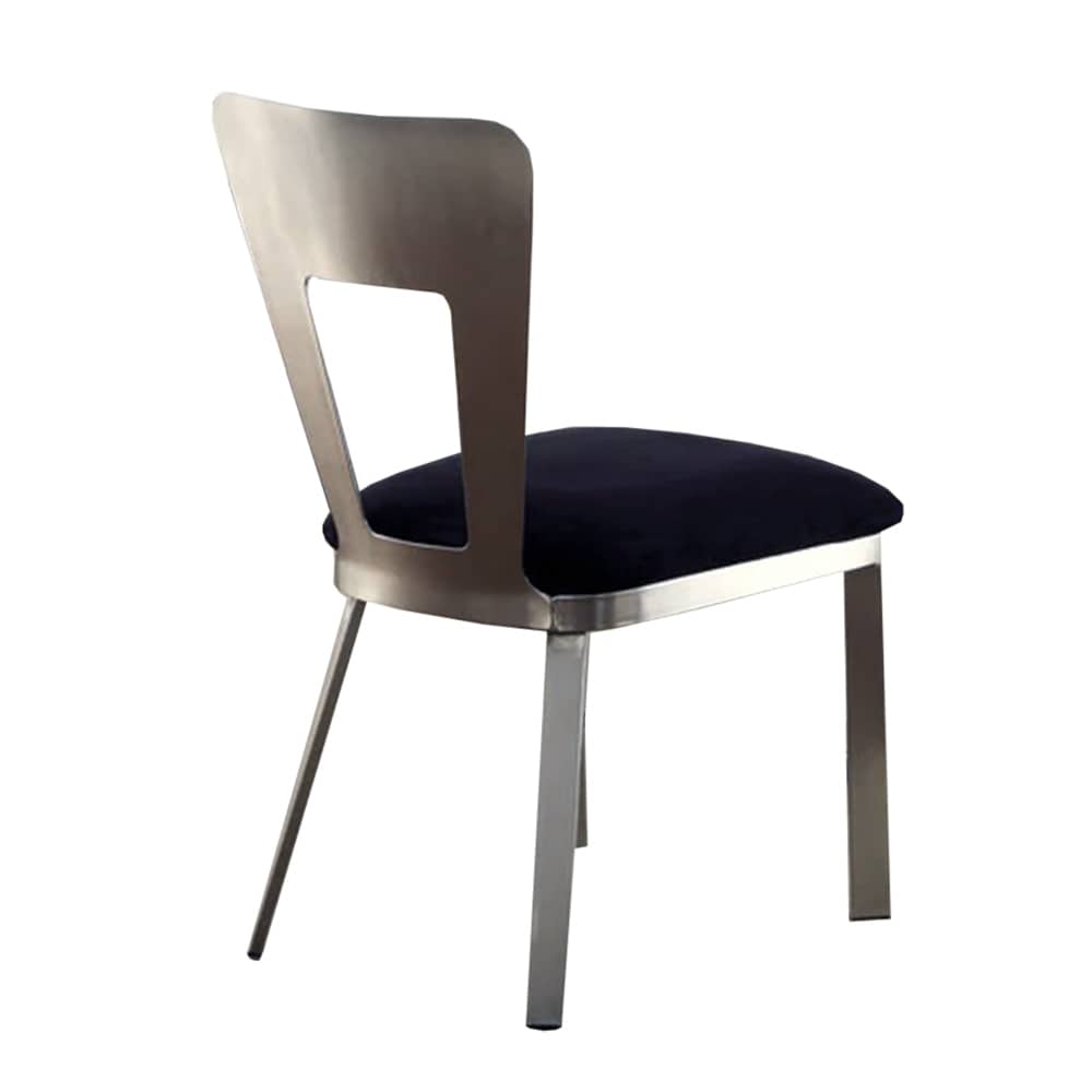 Set of 2 Microfiber and Metal Side Chairs in Silver and Black