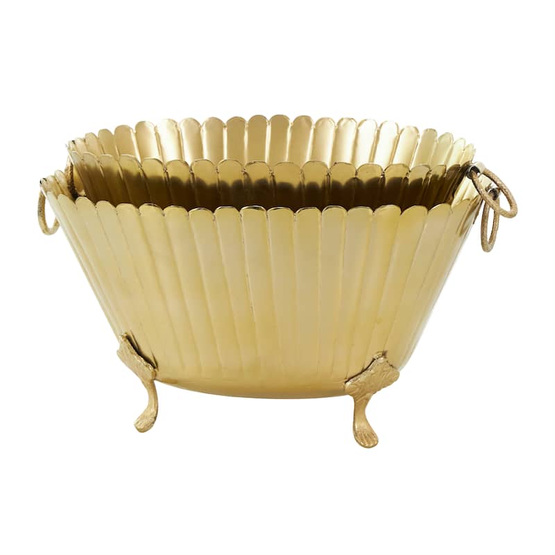 Metal Planter - Set of 2 Gold - Roche River Decor - 11"W x 16"L x 9"H