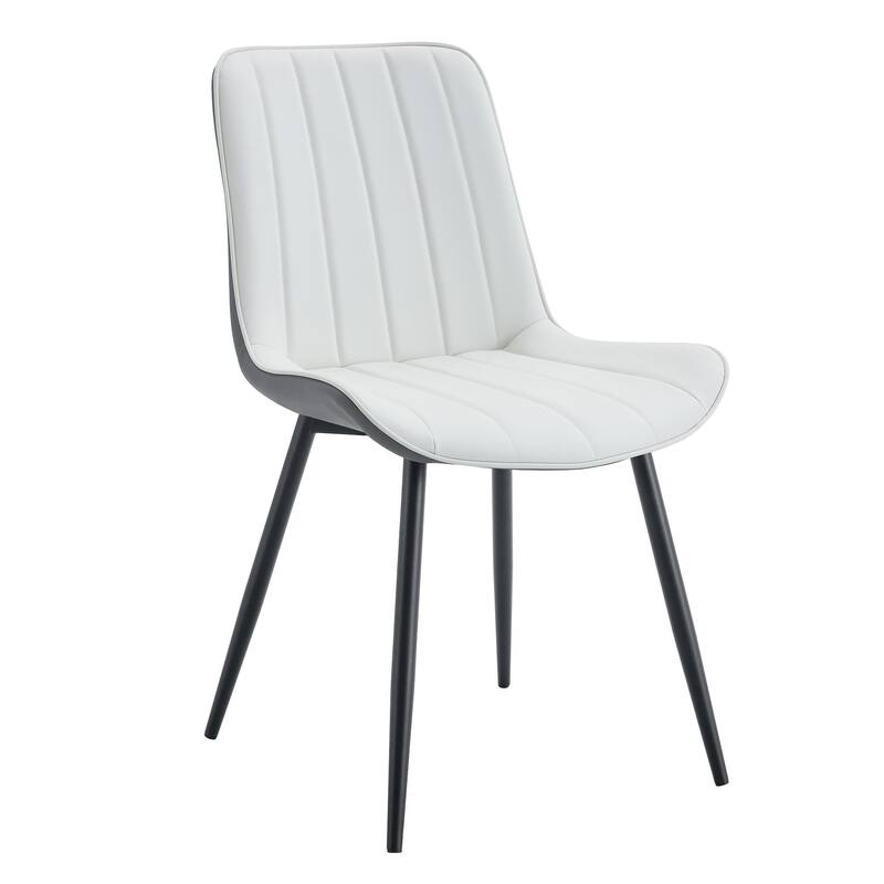 Modern 4 Piece PU Dining Chair Set with Extended Seat Cushion, Metal Legs, Backrest for Dining Room Kitchen Bedroom Living Room