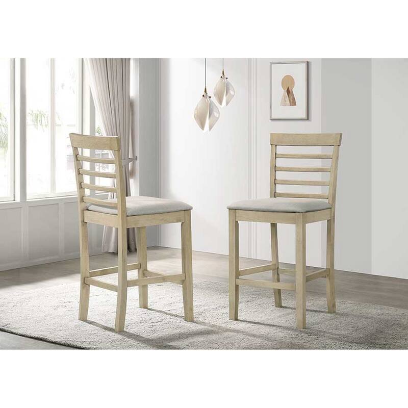2-Piece Counter Height Chair Set - Cream Upholstered Seat