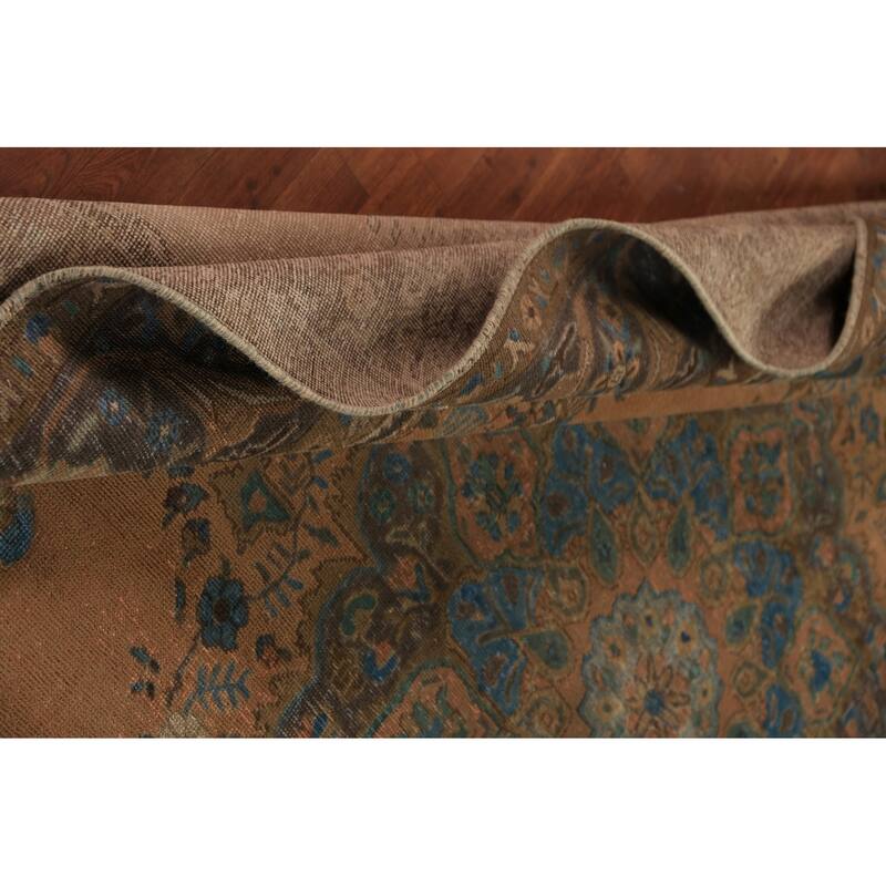 Orange Medallion Tabriz Persian Area Rug Hand-Knotted Wool Carpet - 9'7"x 12'10"