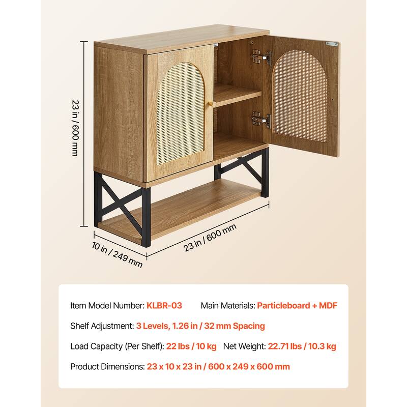 23"H Bathroom Wall Cabinet with 2 Doors & Adjustable Shelf, Over-the-Toilet Medicine Cabinet Wall Mounted, Hanging Organizer