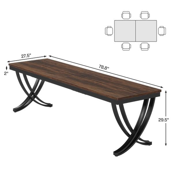 dimension image slide 0 of 2, 78 inch Extra Long Rectangular Kitchen Dining Dinner Table for 6-8
