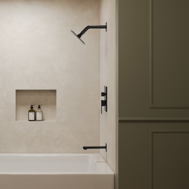 GRANDJOY 2-Function Tub and Shower Faucet Set with Single Handle Valve, Wall-Mount Design