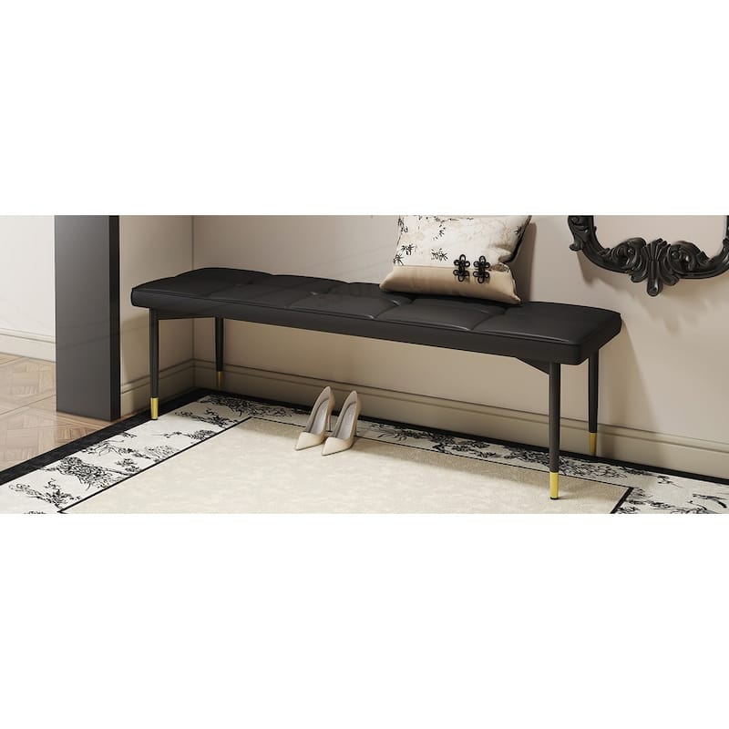59*17 Inch Multifunctional Black Shoe Bench