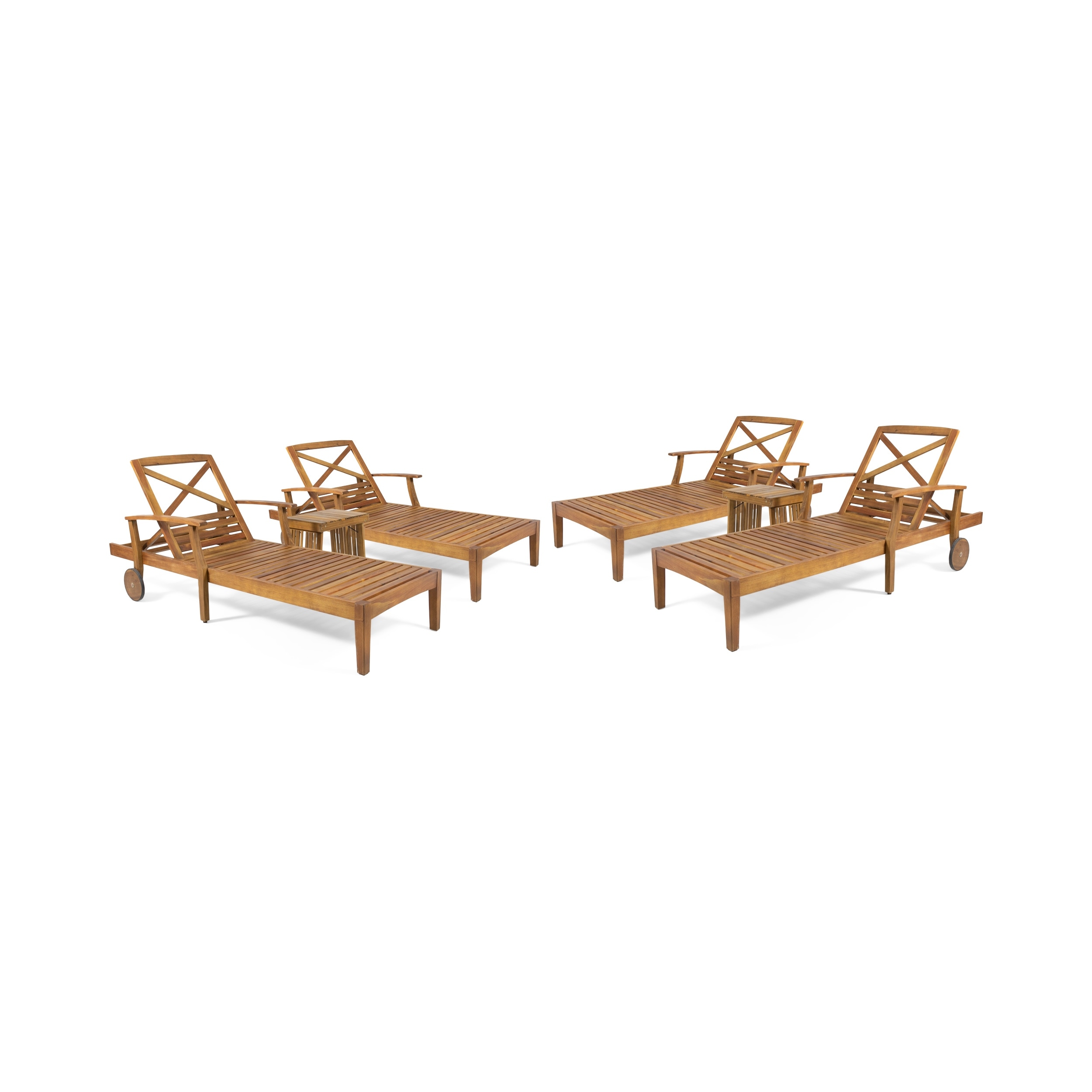 Perla outdoor acacia wood double chaise lounge by christopher knight home outlet