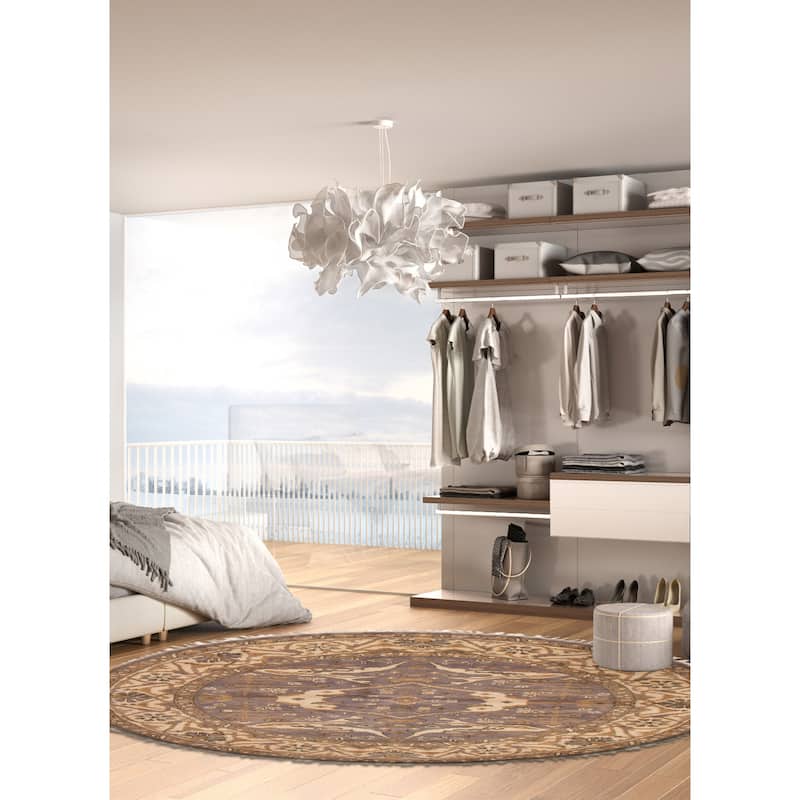 ECARPETGALLERY Hand-knotted Royal Oushak Grey, Purple Wool Rug - 7'0 x 7'0