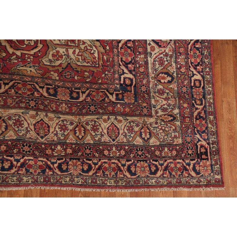 Pre-1900 Antique Kerman Ravar Persian Large Rug Handmade Wool Carpet - 10'5"x 16'1"