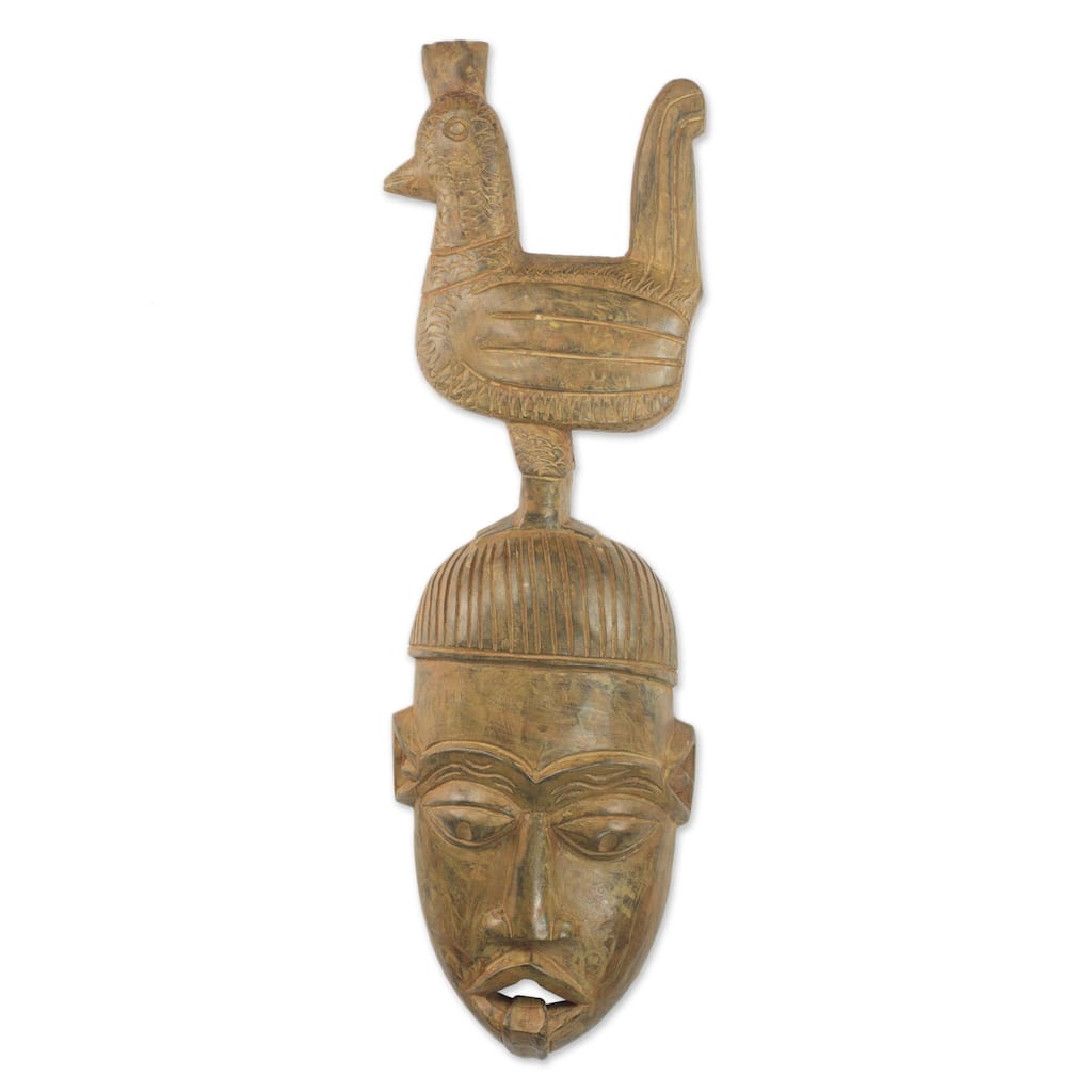 Novica Handmade Rooster Friend African Wood Mask