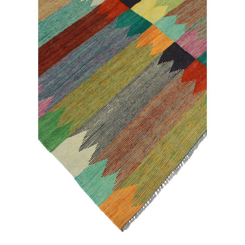 Modern Flatweave Marline Red/Ivory Rug - 5'7" x 7'11"