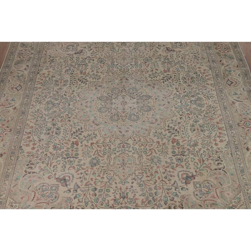 Floral Tabriz Persian Area Rug Hand-Knotted Wool Carpet - 9'10"x 12'6"