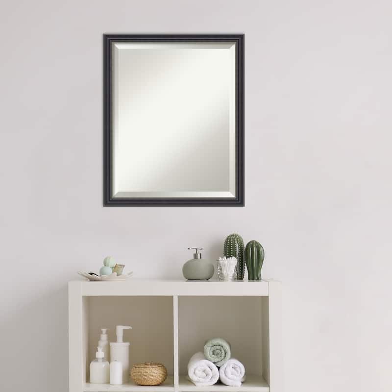 Stylish Black Beveled Wood Framed Bathroom Vanity Wall Mirror - Stylish Black