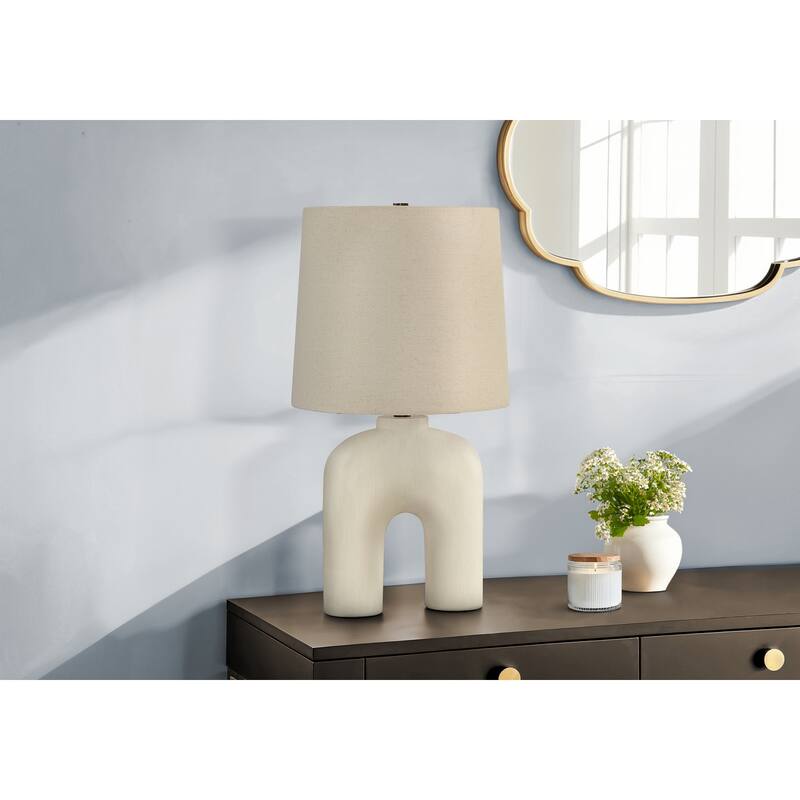 Lighting, 25"h, Table Lamp, Cream Resin, Beige Shade, Modern - Cream