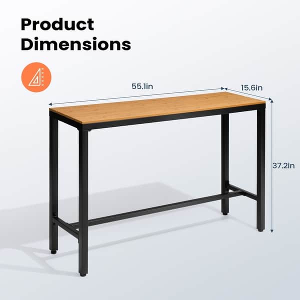 dimension image slide 9 of 14, Pellebant Patio Outdoor Bar Table Rectangle Pub Table Dining Table