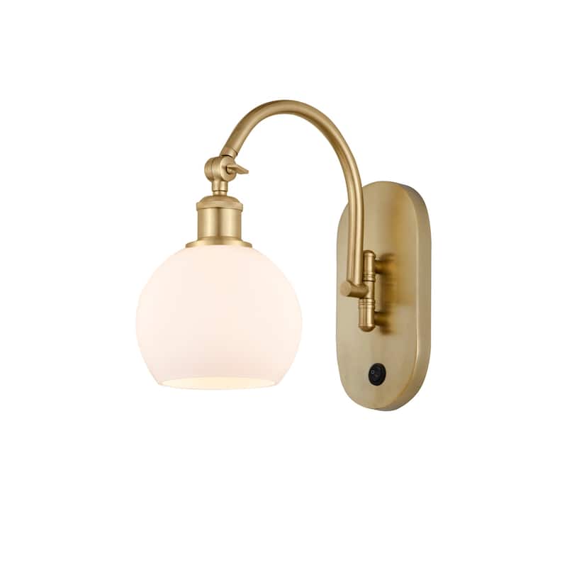 Innovations Lighting 518-1W-12-6 Athens Sconce Athens 12" Tall Wall - Satin Gold / Matte White