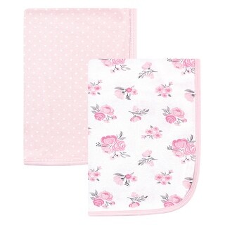 Hudson Baby Infant Girl Cotton Swaddle Blankets, Pink Floral, One Size - Pink Floral - One Size