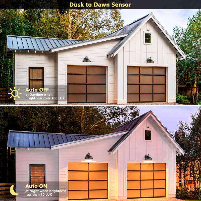 Outdoor Motion Sensor Barn Light - Dusk to Dawn Farmhouse Wall Lantern