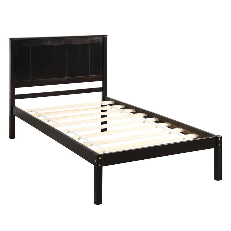 Pine Platform Bed with Headboard & Slat Support