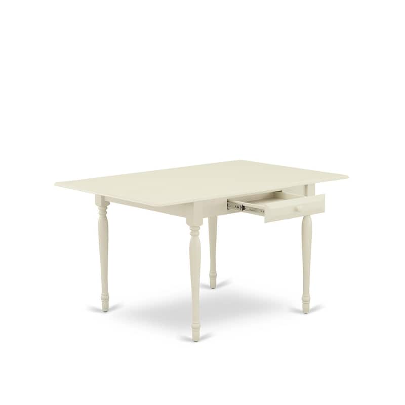 HomeStock 5-Piece Linen White Finish Solid Wood Top - Dining Room Set with Dropleaf (Seats-4)