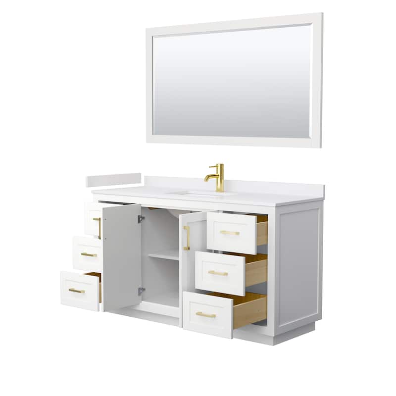 Miranda Bathroom Vanity Set, Cultured Marble Top, 58-Inch Mirror