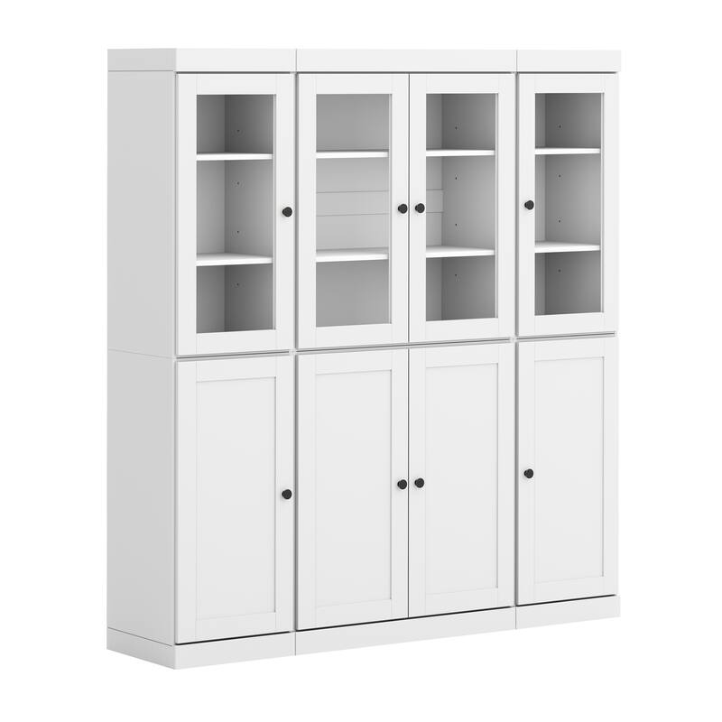 Palace Imports 100% Solid Wood 65" Pantry Cabinet with Clear Glass, Shaker Doors and Adjustable Shelves