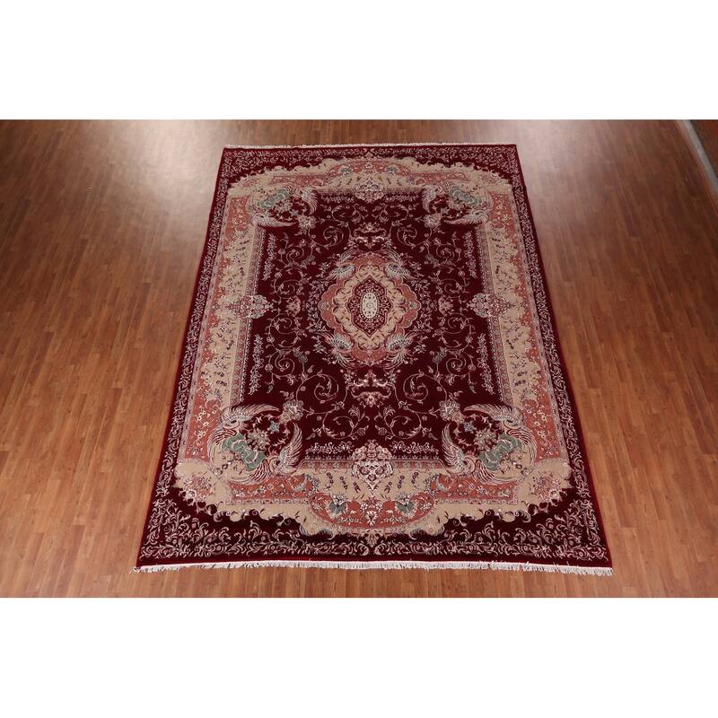 Victorian Style Red Kashan Turkish Rug Machine Made Bedroom Carpet - 9'8" x 13'1"