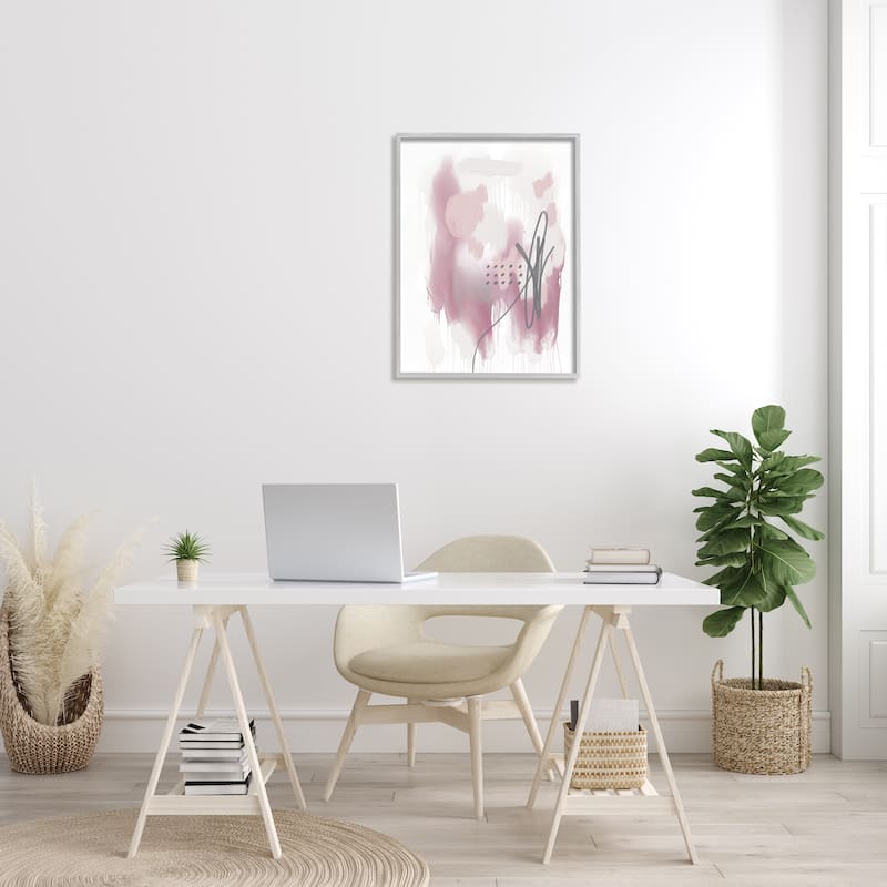 Stupell Soft Pink Abstract Shape Cluster Blush Tone Painting Framed Wall Art - White