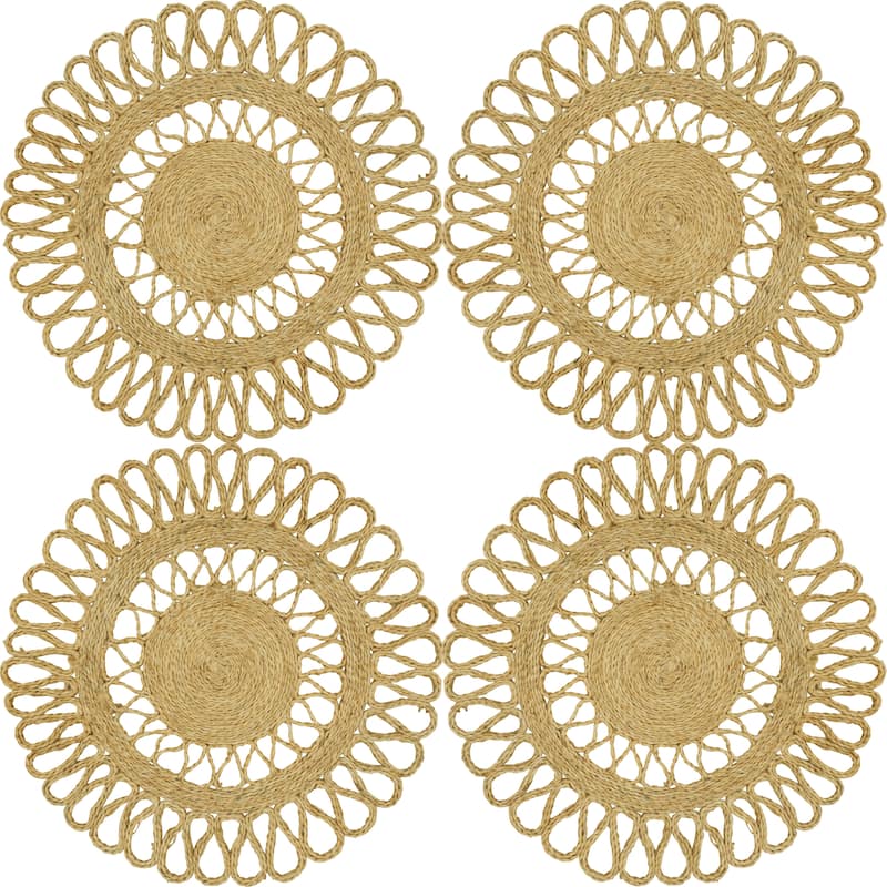 Loopy Jute Design Table Mats (Set of 4) - 16"