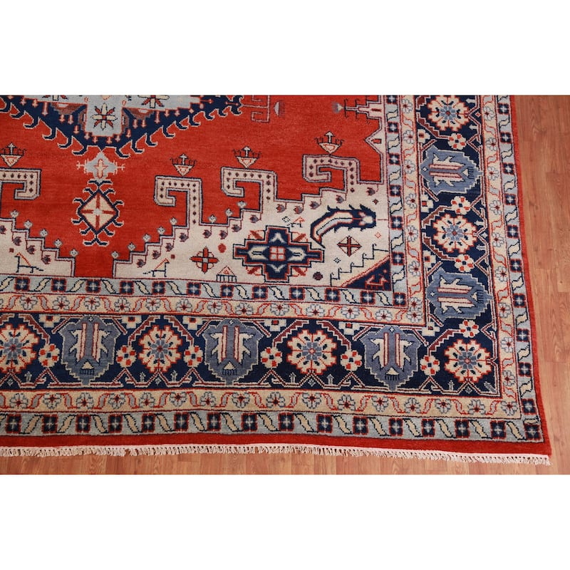 Hand Knotted Oriental 100% Wool Carpet Traditional Geometric Red Viss Area Rug - 17' 6'' X 11' 5''