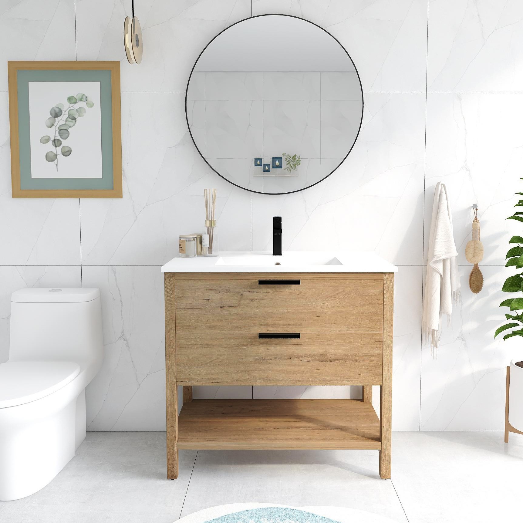 BNK 30 36 Inch Bathroom Vanity With Single Sink Modern Bathroom