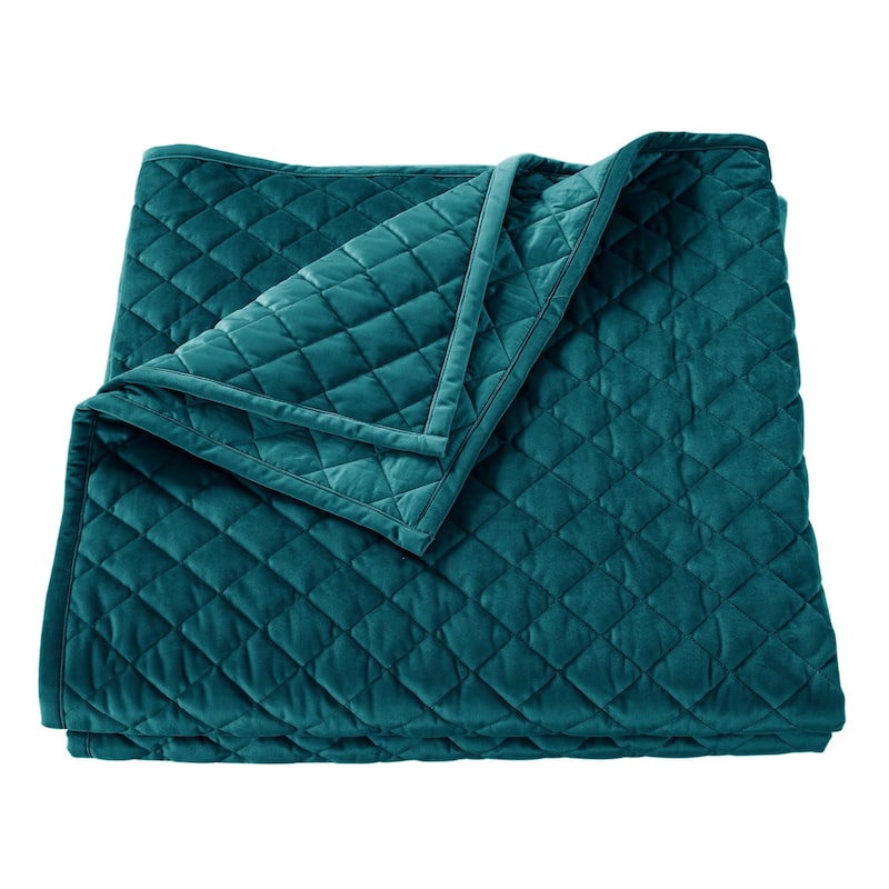 HiEnd Accents Velvet Diamond Quilt, 1PC - Teal - King