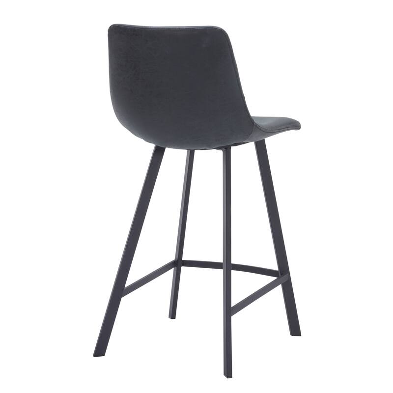 35-Inch Leather Counter Stool Padded Seat Stainless Steel Base and Footrest