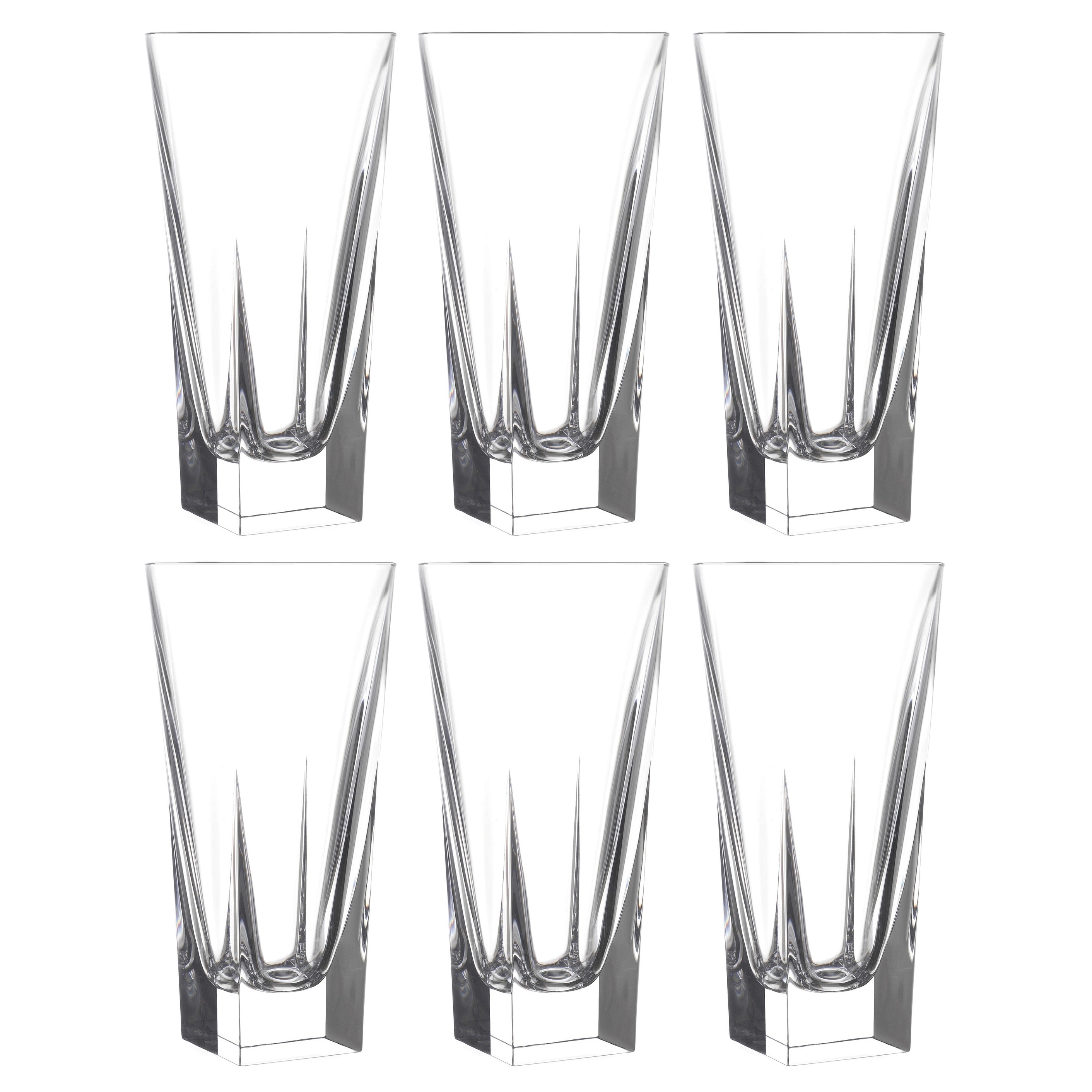 Majestic Crystal 6 - Piece 13oz. Lead Crystal Highball Glass Glassware Set