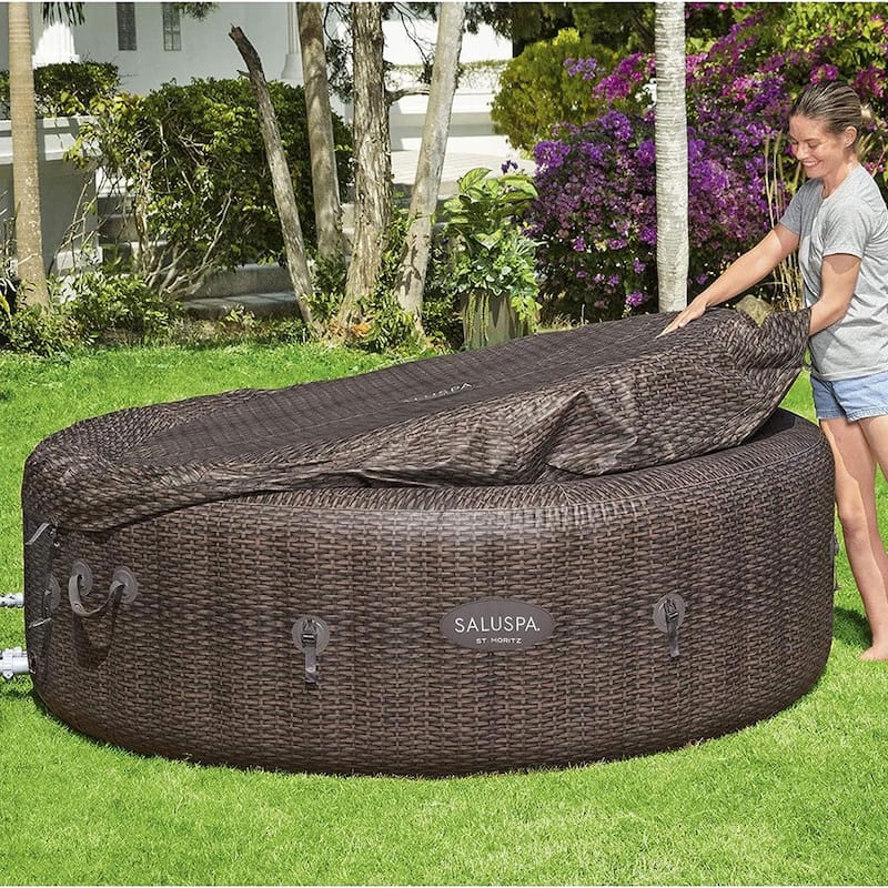 Bestway SaluSpa St Moritz AirJet Inflatable Hot Tub w/ 180 Soothing Jets, Brown - 40